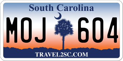 SC license plate MOJ604