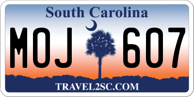 SC license plate MOJ607