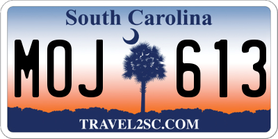 SC license plate MOJ613