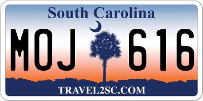 SC license plate MOJ616