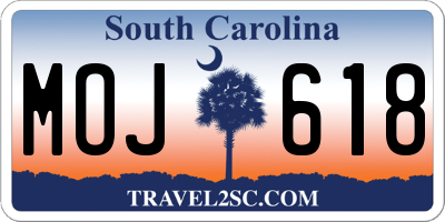 SC license plate MOJ618