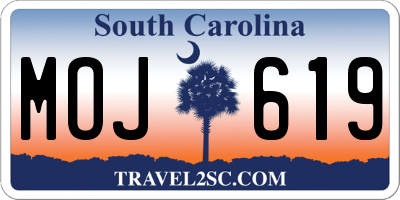 SC license plate MOJ619