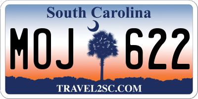 SC license plate MOJ622