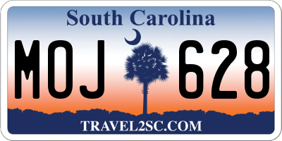 SC license plate MOJ628
