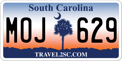 SC license plate MOJ629