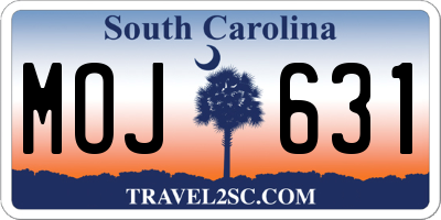 SC license plate MOJ631