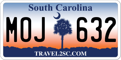 SC license plate MOJ632