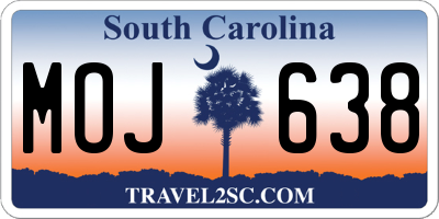 SC license plate MOJ638