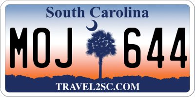 SC license plate MOJ644