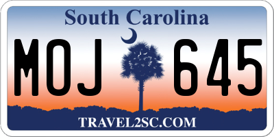 SC license plate MOJ645