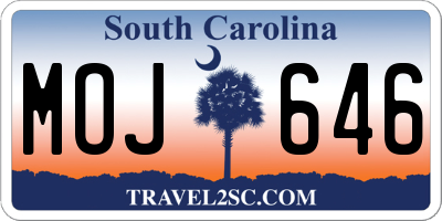 SC license plate MOJ646