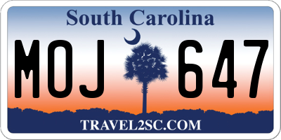 SC license plate MOJ647
