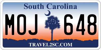 SC license plate MOJ648