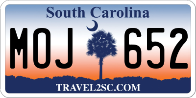 SC license plate MOJ652