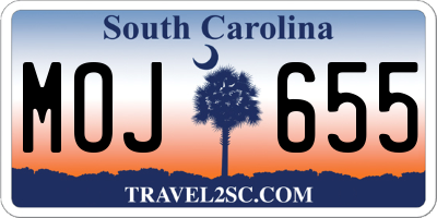 SC license plate MOJ655