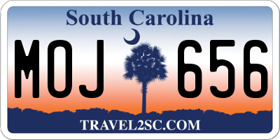 SC license plate MOJ656
