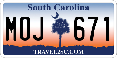SC license plate MOJ671