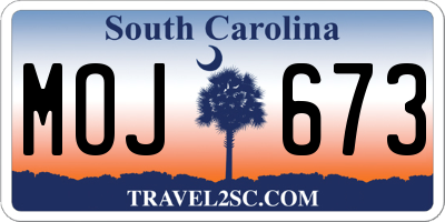 SC license plate MOJ673