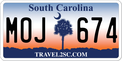 SC license plate MOJ674