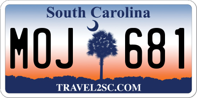 SC license plate MOJ681