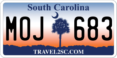 SC license plate MOJ683