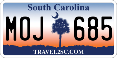 SC license plate MOJ685