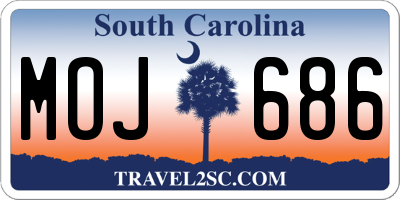 SC license plate MOJ686