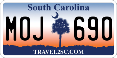 SC license plate MOJ690