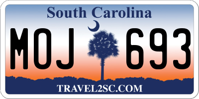 SC license plate MOJ693