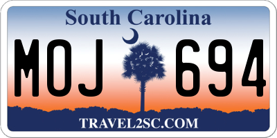 SC license plate MOJ694