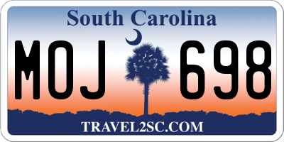 SC license plate MOJ698