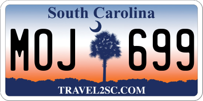 SC license plate MOJ699