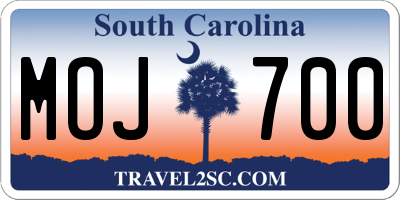 SC license plate MOJ700