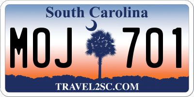 SC license plate MOJ701