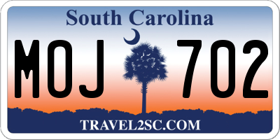 SC license plate MOJ702