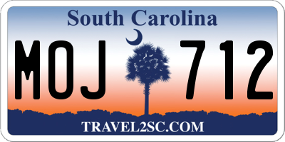 SC license plate MOJ712