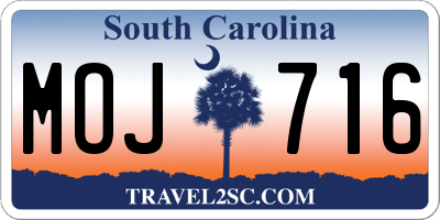 SC license plate MOJ716