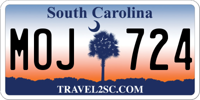 SC license plate MOJ724
