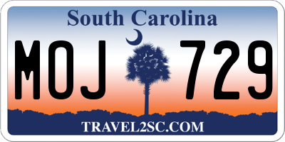 SC license plate MOJ729