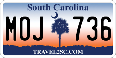 SC license plate MOJ736