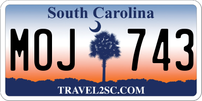 SC license plate MOJ743