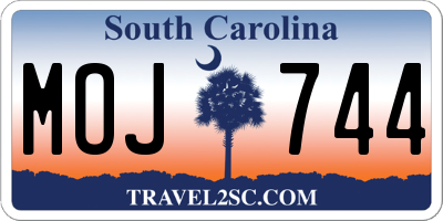 SC license plate MOJ744
