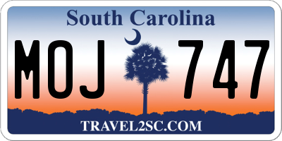 SC license plate MOJ747