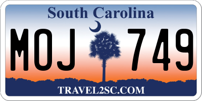 SC license plate MOJ749