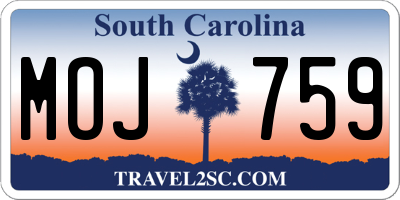 SC license plate MOJ759