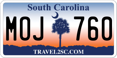 SC license plate MOJ760