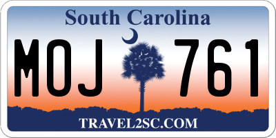 SC license plate MOJ761