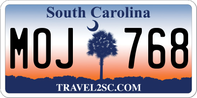 SC license plate MOJ768