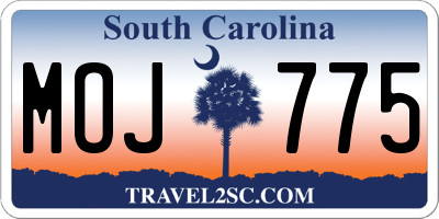 SC license plate MOJ775
