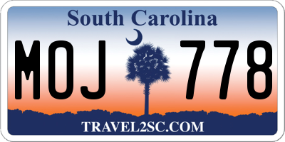 SC license plate MOJ778